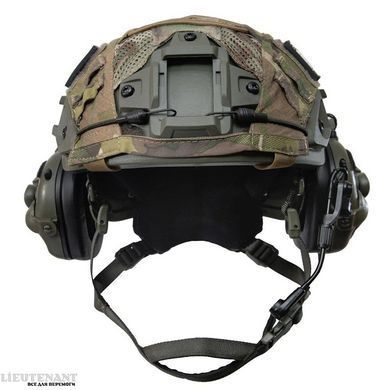Кевларовий данський шолом ARCH PGD з активними навушниками Earmor M32 + кавер мультикам, розмір M (52-55 см), олива