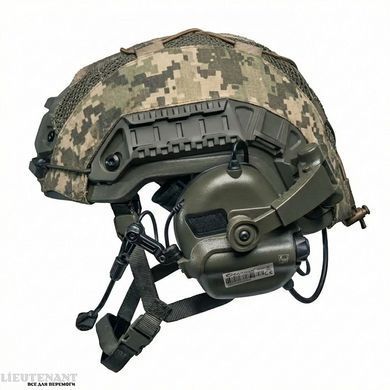 Кевларовий данський шолом ARCH PGD з активними навушниками Earmor M32 + кавер піксель, розмір L (56-59 см), олива