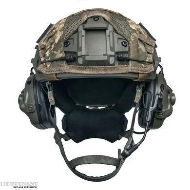 Кевларовий данський шолом ARCH PGD з активними навушниками Earmor M32 + кавер піксель, розмір L (56-59 см), олива