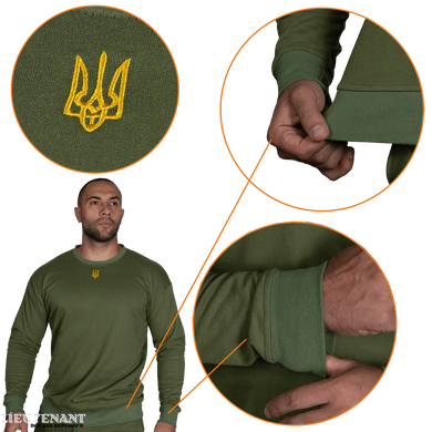 Бавовняний світшот Basic, олива (золотий тризуб), сезон весна-літо, розмір XXXL