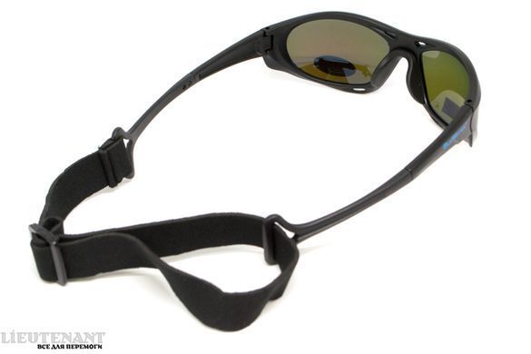Непотопаючі окуляри з поляризацією Hydro Polarized (G-Tech&trade; blue) BluWater, Anti-Fog, сині дзеркальні в чорній оправі фото