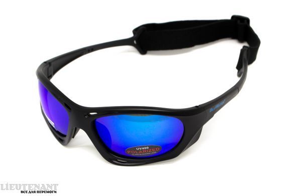 Непотопаючі окуляри з поляризацією Hydro Polarized (G-Tech&trade; blue) BluWater, Anti-Fog, сині дзеркальні в чорній оправі фото