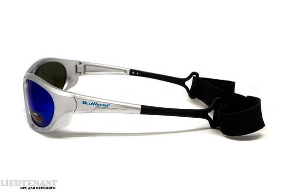 Непотопаючі окуляри з поляризацією Hydro Silver Polarized (G-Tech&trade; blue) BluWater, Anti-Fog, дзеркальні сині в сріблястій оправі фото