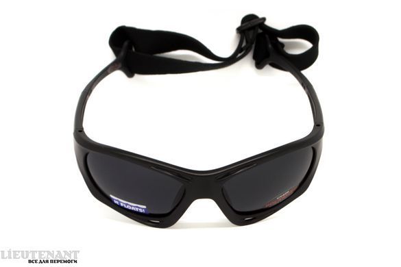Нетонущие очки с поляризацией Hydro Polarized (dark gray) BluWater, Anti-Fog, черные линзы в черной оправе фото