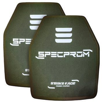 Комплект керамічних бронеплит 5-го класу захисту Specprom, вага 5.8 кг, розмір 26х33 см, олива