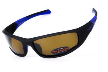 Солнцезащитные очки BluWater Daytona-3 Polarized (brown) коричневые в черно-синей оправе фото