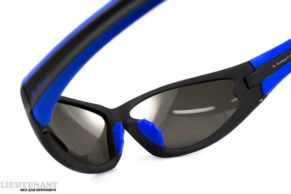 Сонцезахисні окуляри Daytona-4 Polarized BluWater, темні в чорно-синій оправі фото