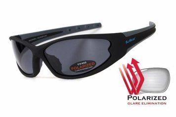 Солнцезащитные очки Daytona-4 Polarized BluWater, темные в черно-серой оправе фото