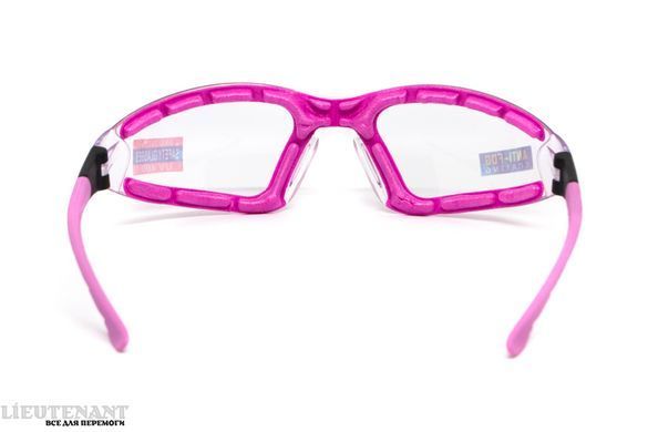 Очки защитные с уплотнителем Ruthless Purple Global Vision Anti-Fog, прозрачные в розовой оправе фото