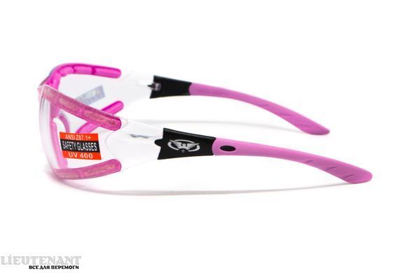 Очки защитные с уплотнителем Ruthless Purple Global Vision Anti-Fog, прозрачные в розовой оправе фото