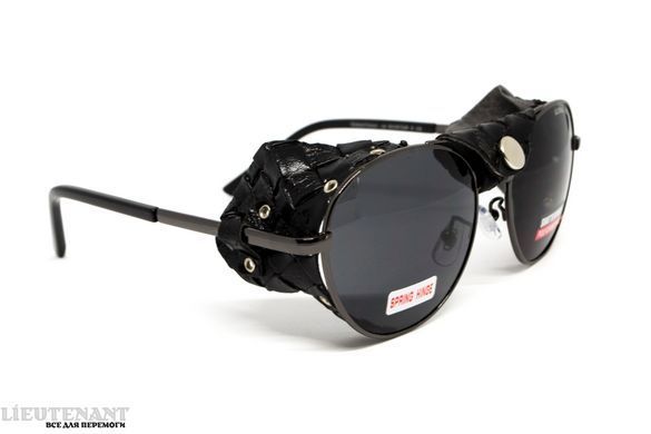 Окуляри захисні Global Vision Aviator-5 GunMetal (gray), сірі в темній оправі зі з'ємним ущільнювачем із синтетичної "шкіри" фото