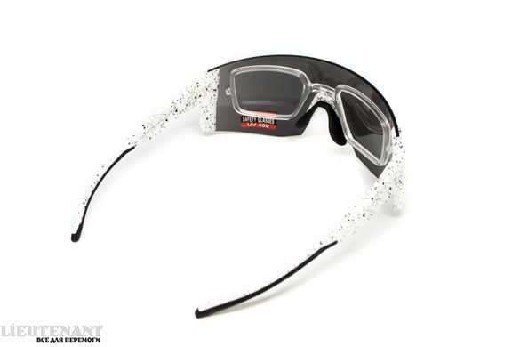 Защитные очки с монолинзой Astro White (G-Tech&trade; silver) Global Vision, зеркальные серые в белой оправе (с возможностью установки диоптрической вставки) фото