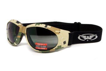 Очки защитные с уплотнителем Global Vision Eliminator Camo Pixel (gray), серые в камуфлированной оправе фото