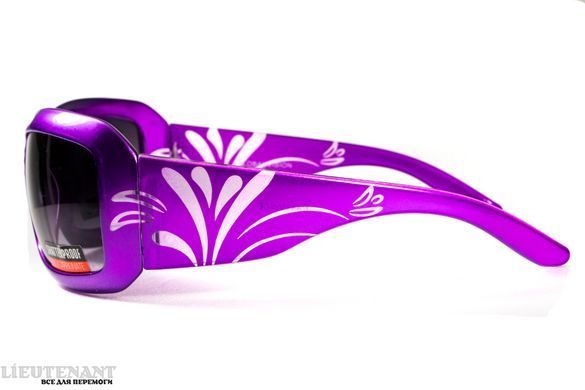 Окуляри захисні Global Vision Passion Purple (gradient smoke) чорні з градієнтом в фіолетовій оправі фото