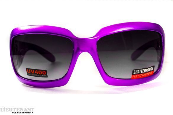 Окуляри захисні Global Vision Passion Purple (gradient smoke) чорні з градієнтом в фіолетовій оправі фото