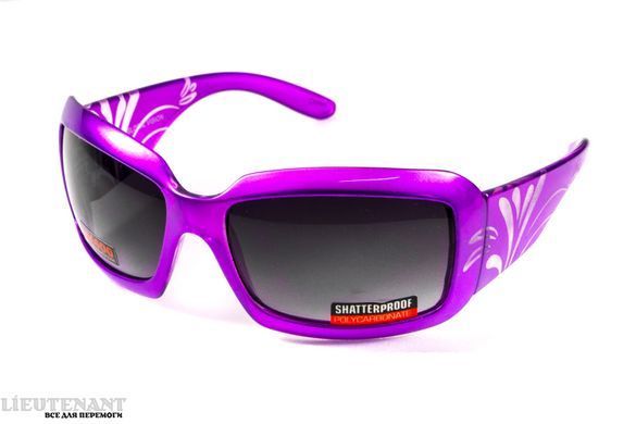 Окуляри захисні Global Vision Passion Purple (gradient smoke) чорні з градієнтом в фіолетовій оправі фото